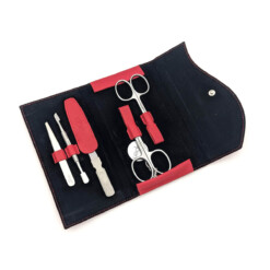 Alternative view of Alpen - Manikürset mit Druckknopf, 6-tlg., inox. (matt), Nappaleder, Rot - 6836R-RED