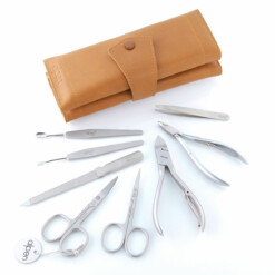 Alternative view of Alpen - Manikürset "Rolle" mit Druckknopf, 9-tlg., inox. (matt), Rindsleder, Tabakbraun - 6839R-TOBACCO