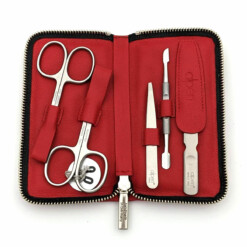 Alternative view of Alpen - Manikürset mit Zipp, 6-tlg., inox. (matt), Hirschleder "Soft Line", Rot - 6842R-RED