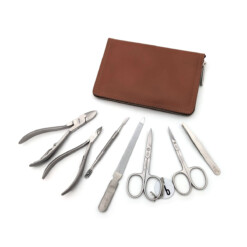 Alternative view of Alpen - Manikürset mit Zipp, 8-tlg., inox. (matt), Hirschleder "Soft Line", Tabakbraun - 6845R-TOBACCO