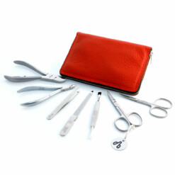Alternative view of Alpen - Manikürset mit Zipp, 8-tlg., inox. (matt), Hirschleder "Soft Line", Rot - 6845R-RED