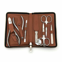 Alternative view of Alpen - Manikürset mit Zipp, 8-tlg., inox. (matt), Hirschleder "Soft Line", Tabakbraun - 6845RP-TOBACCO