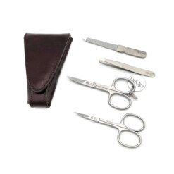 Alternative view of Alpen - Manikürset in Dreiecksform, 5-tlg., inox. (matt), Rinds-Nappaleder, Braun - 6879R-BROWN