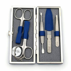 Alpen - Manikürset mit Rahmen, 6-tlg., inox. (pol./matt), Nappaleder, Blau - 6882RP-BLUE