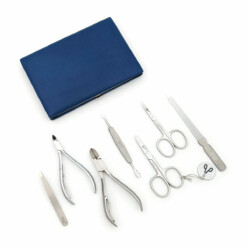 Alpen - Manikürset mit Rahmen, 8-tlg., inox. (pol./matt), Nappaleder, Blau - 6885RP-BLUE