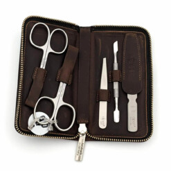 Alpen - Manikürset mit Zipp, 6-tlg., inox. (matt), Rindsleder "Country" - 6936R-COUNTRY