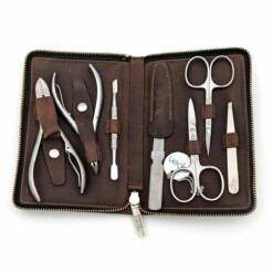 Alpen - Manikürset mit Zipp, 8-tlg., inox. (matt), Rindsleder "Country" - 6940R-COUNTRY