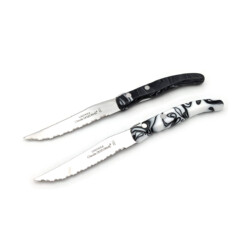 Alternative view of Claude Dozorme - Steakmesser Laguiole Berlingot, Nacrine Schwarz & Weiß