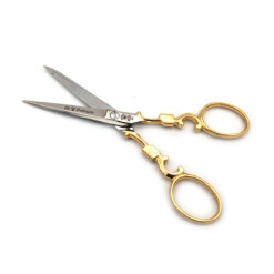 Alternative view of DOVO - Alt Solingen Stickschere, vergoldet, 5 Zoll, Lederetui