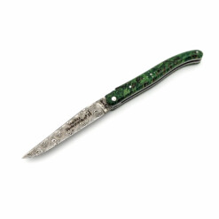 Claude Dozorme - Laguiole 12cm, Damast, stabilisierte Pappel grün