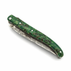 Alternative view of Claude Dozorme - Laguiole 12cm, Damast, stabilisierte Pappel grün