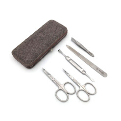 Dreiturm - Manikürset mit Rahmen, 6-tlg., rostfrei, Loden Graubraun