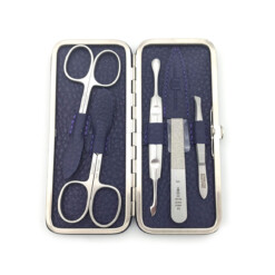 Alternative view of Dreiturm - Manikürset mit Rahmen, 6-tlg., rostfrei, Rindsleder, Aubergine