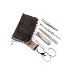 Dreiturm - Manikürset mit Zippetui, 6-tlg., rostfrei, Hirschleder