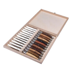 Goyon-Chazeau - “Le Thiers” Avantage Steakmesserset 12-teilig, gemischte Hölzer, rostfrei