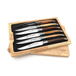 Laguiole en Aubrac - "Laguiole" Steakmesserset 6-teilig, Französische Hölzer