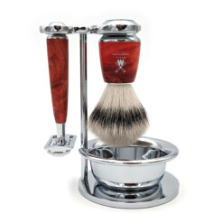 MÜHLE - "190 Jahre LORENZI" Rasierset, stabilisierte Pappel, rot - LOR 2210 SET