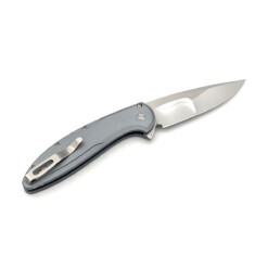 Alternative view of Pro-Tech - Cambria 2 Flipper, Grey Aluminium TechnoCarbo Copper Inlay Handle, Mike Irie Mirror Polished Blade - 2025 Cambria Custom 004