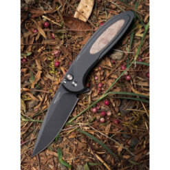 Pro-Tech - Cambria Flipper, DLC Black Magnacut, Black Aluminum, Maple Burl Inlay - CF2103-LTD Maple