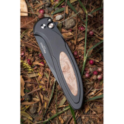 Alternative view of Pro-Tech - Cambria Flipper, DLC Black Magnacut, Black Aluminum, Maple Burl Inlay - CF2103-LTD Maple