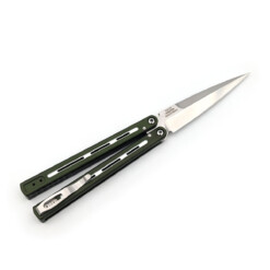 Alternative view of Pro-Tech - FlyFather 2 Balisong, Squid Industries Collaboration, Dual Tone Green Handles, 154CM Blade - FF2101-Green