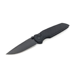 Pro-Tech - TR-3 Integrity Operator Thumbstud Manual, Black "Relic" Textured Handle, DLC Black S35VN - INT106-OP