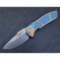 Pro-Tech - Short Bladed Rockeye (SBR), Stonewash, Blue/Bronze Titanium Handle - 2023 SBR Custom 006