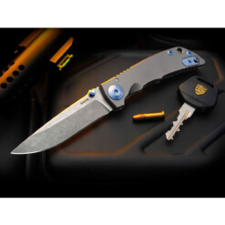Spartan Blades - SHF Spartan Harsey Folder 3.25 Stonewash, Blue Ano - SF10SWBL