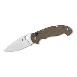 Spyderco - Manix 2 Brown Canvas Micarta CPM Cru-Wear PlainEdge - C101MPCW2