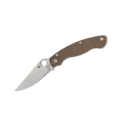 Spyderco - Military 2 Brown Canvas Micarta CPM CRU-WEAR PlainEdge - C36MPCW2
