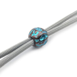 Alternative view of Titanium Gear Design - "Meteor Sphere" Hand-Engraved Bead Light Blue
