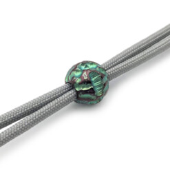 Alternative view of Titanium Gear Design - "Meteor Sphere" Hand-Engraved Bead Green