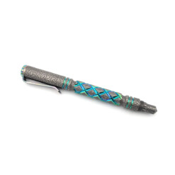 Alternative view of Titanium Gear Design - Tactical Pen Titan Engraved Blue/Green