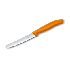 Victorinox - Swiss Classic Tomaten- und Tafelmesser 11 cm Welle, rund, hellorange