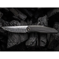 WE Knife - Cybernetic Titanium Black Etching Pattern Damascus