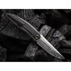 Alternative view of WE Knife - Cybernetic Titanium Black Etching Pattern Damascus