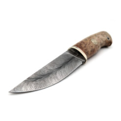 Alternative view of Weles - Damast-Messer feststehend, karelische Birke, Emblem, 8,5 cm